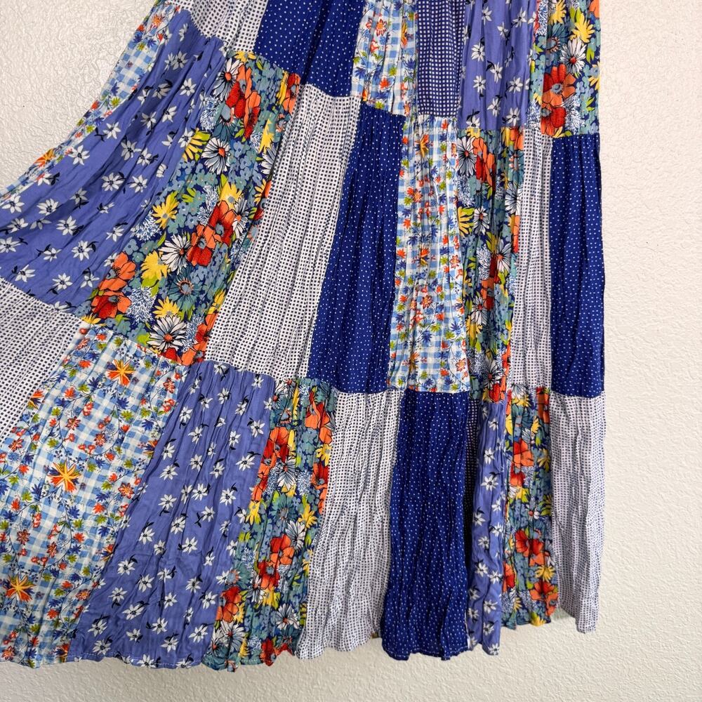 Vintage Lucia Lukken Broomskirt Skirt Womens Medium Mix Patchwork Floral Boho M - Picture 7 of 10